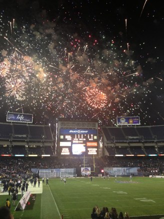 Poinsettia Bowl Halftime Fire Works Show. Mandatory Photo Credit David Frerker 