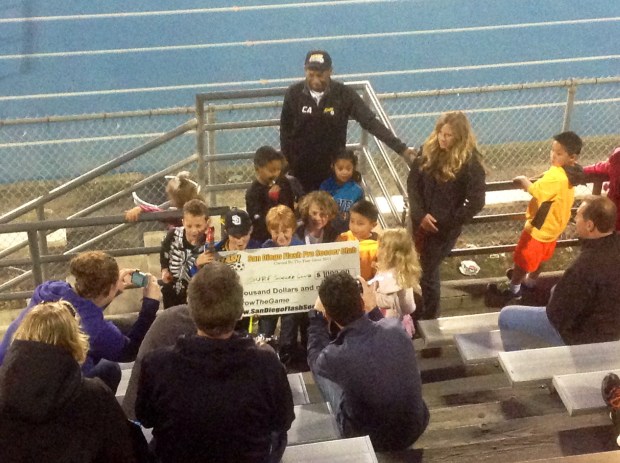 San Diego Flash Presenting the San Diego Surf with a $1,000 check.