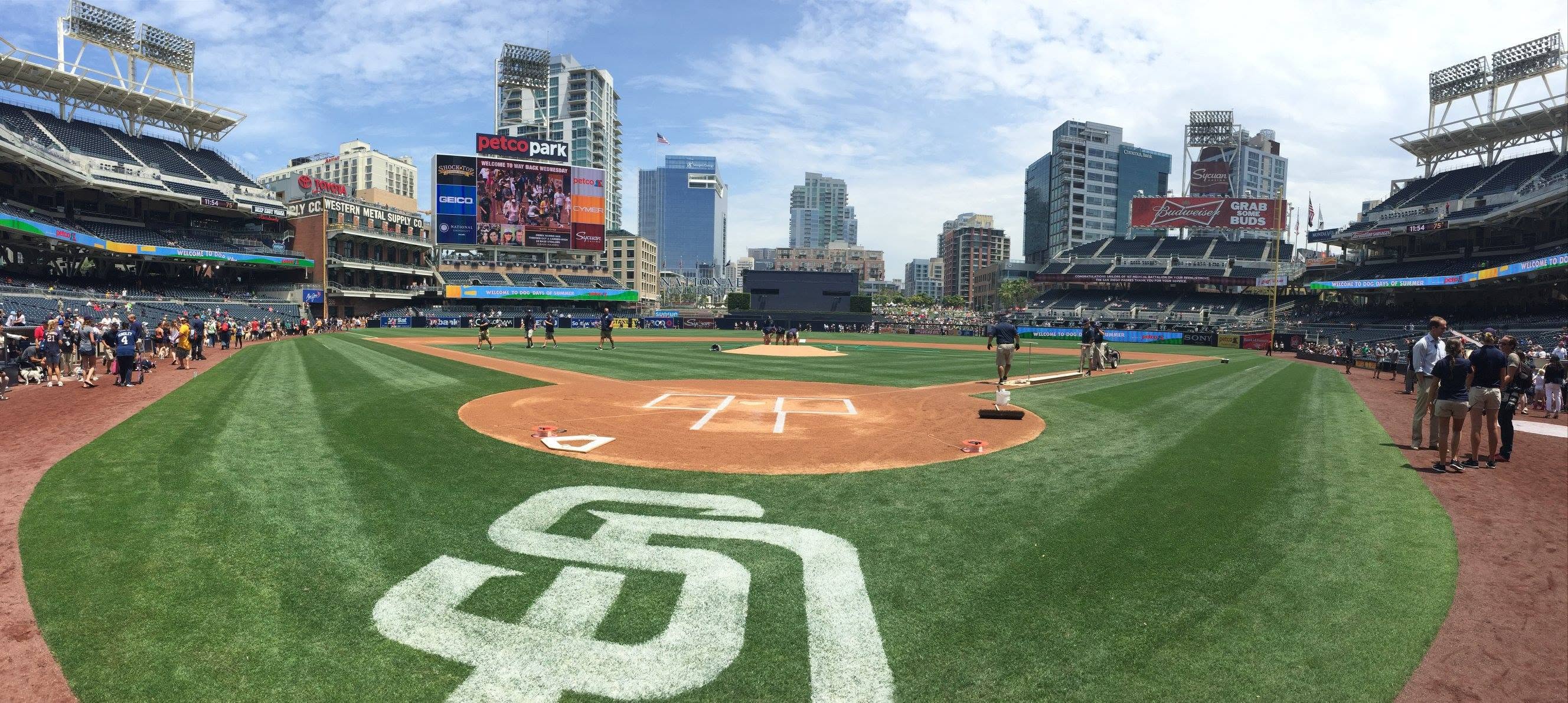 Petco Park field level panorama with Western Metal Supply Company Building